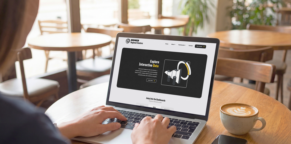 Laptop displaying the new RegionalClusters.com website.